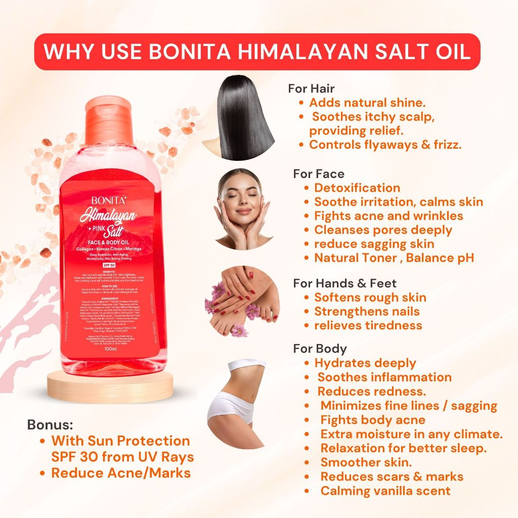SALE Authentic Bonita Himalayan Pink Salt Face and Body Oil