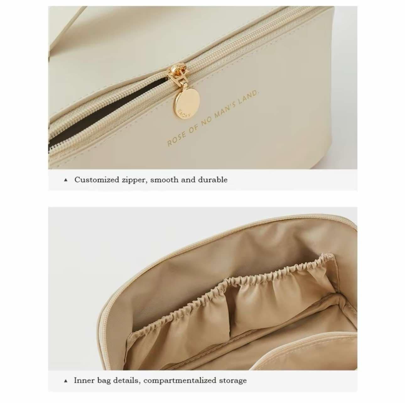 Cosmetic Travel Pouch Aesthetic Organizer - PU Leather Storage Bag