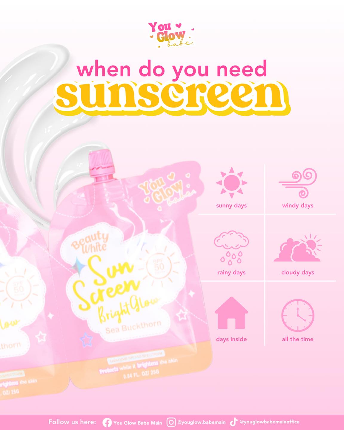 BEAUTY WHITE SUNSCREEN Bright Glow by You Glow Babe