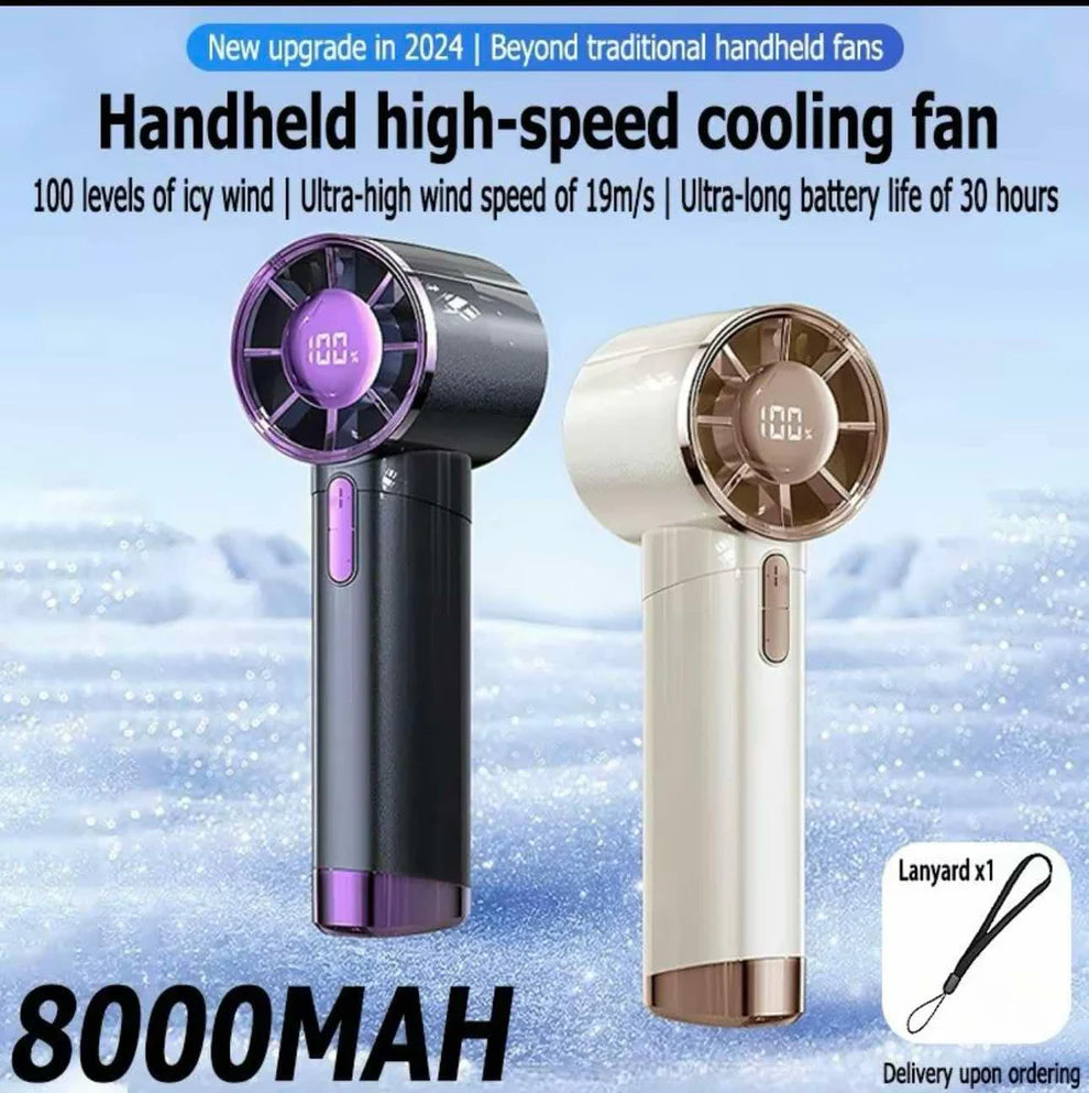 Bladeless Handheld Small Portable High Speed Rechargeable Turbo Fan w/ 8000MAH