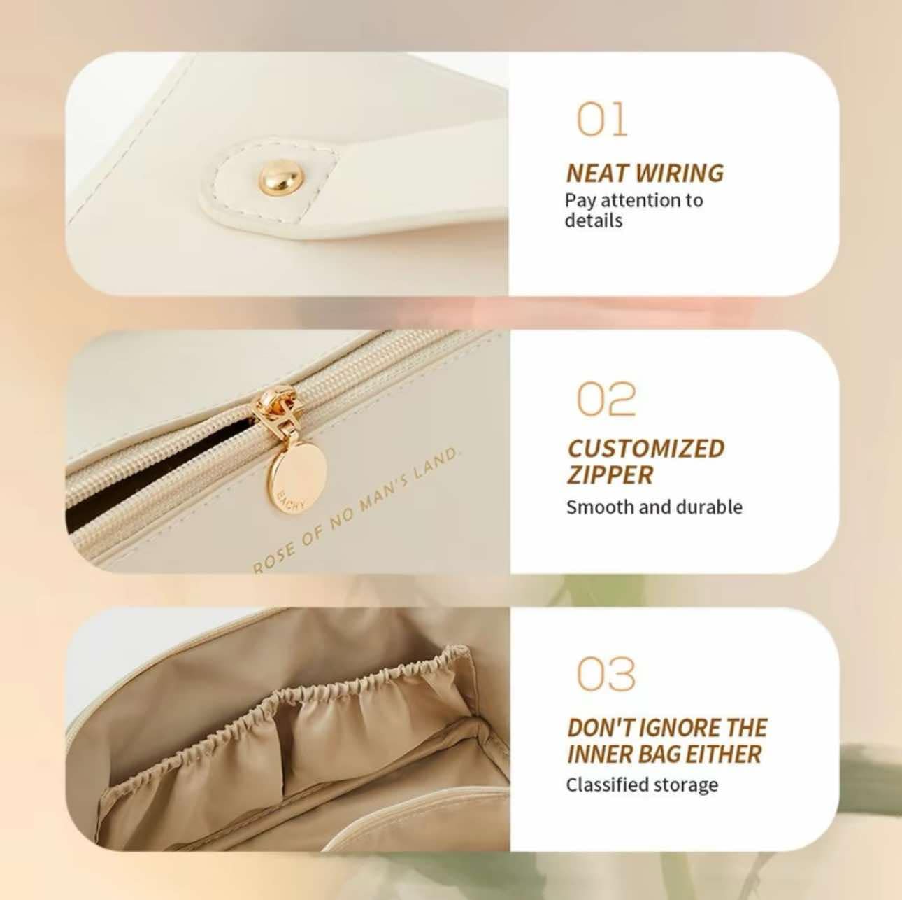 Cosmetic Travel Pouch Aesthetic Organizer - PU Leather Storage Bag