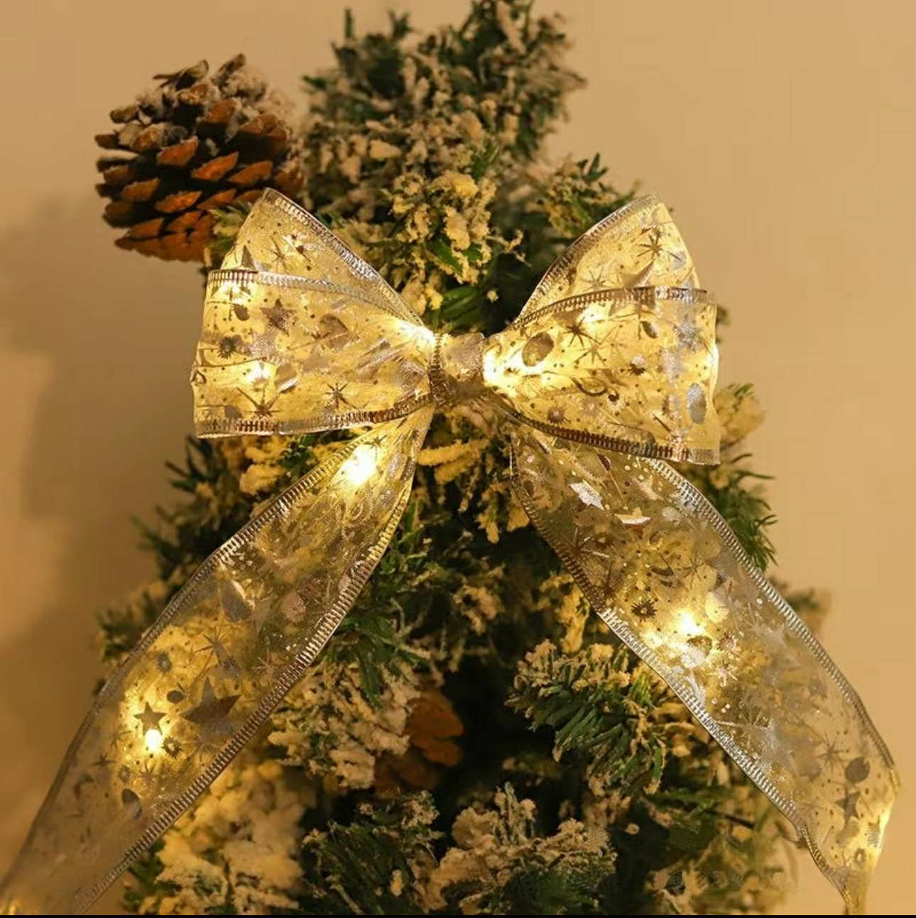 Christmas Ribbon w/ Light for Xmas Tree | Christmas Decorations & Ornaments