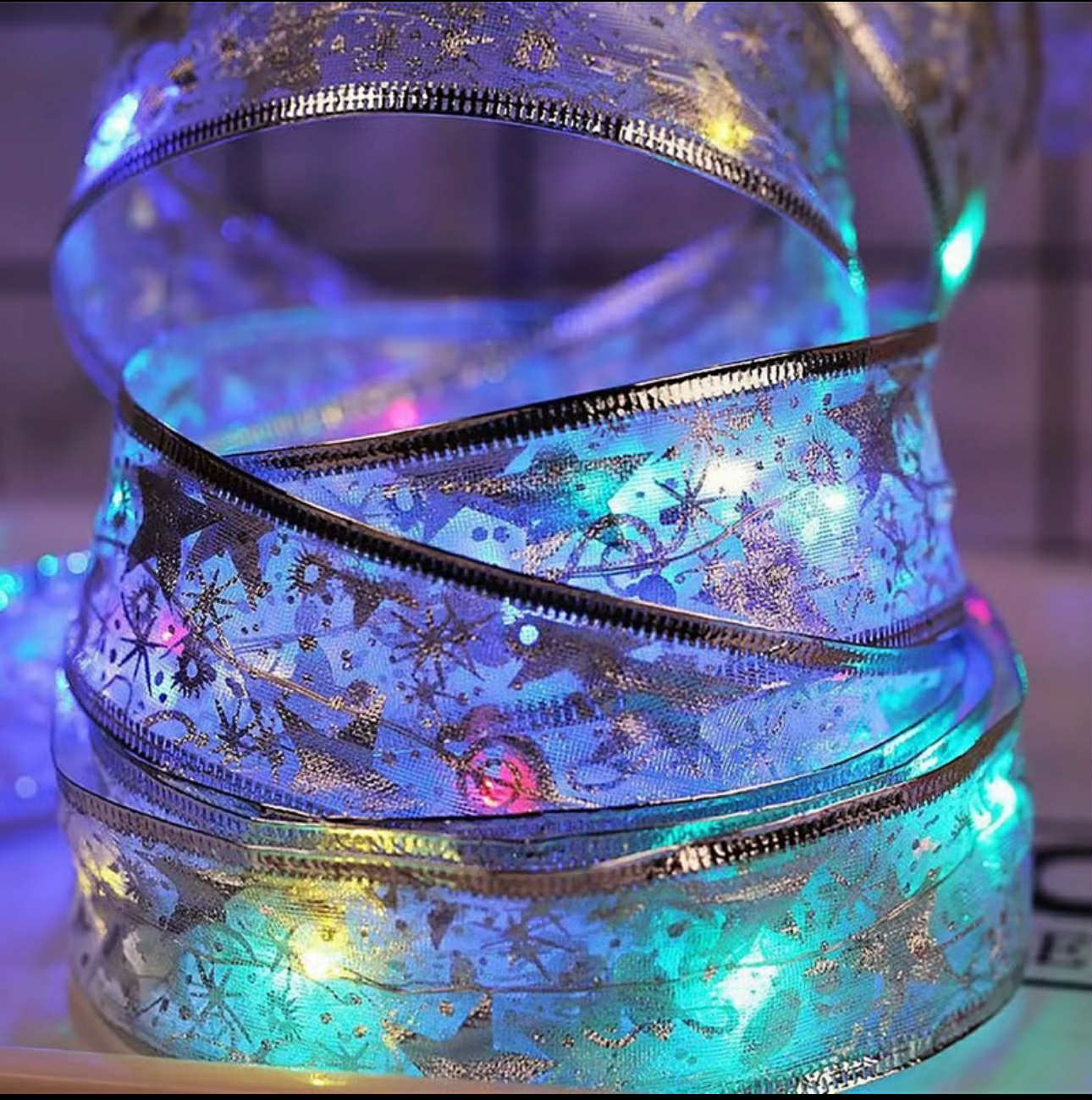 Christmas Ribbon w/ Light for Xmas Tree | Christmas Decorations & Ornaments