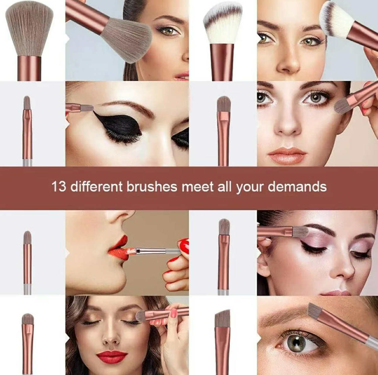 13pcs MakeUp/Cosmetic Brush Set | Beauty Cosmetic Brushes w/ Soft Fur