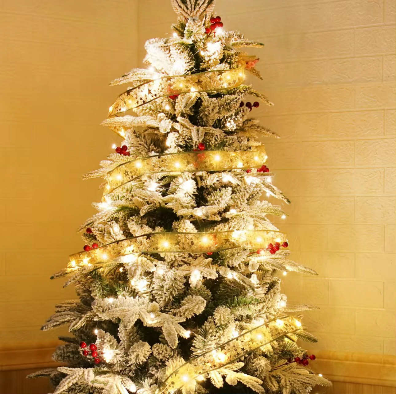 Christmas Ribbon w/ Light for Xmas Tree | Christmas Decorations & Ornaments