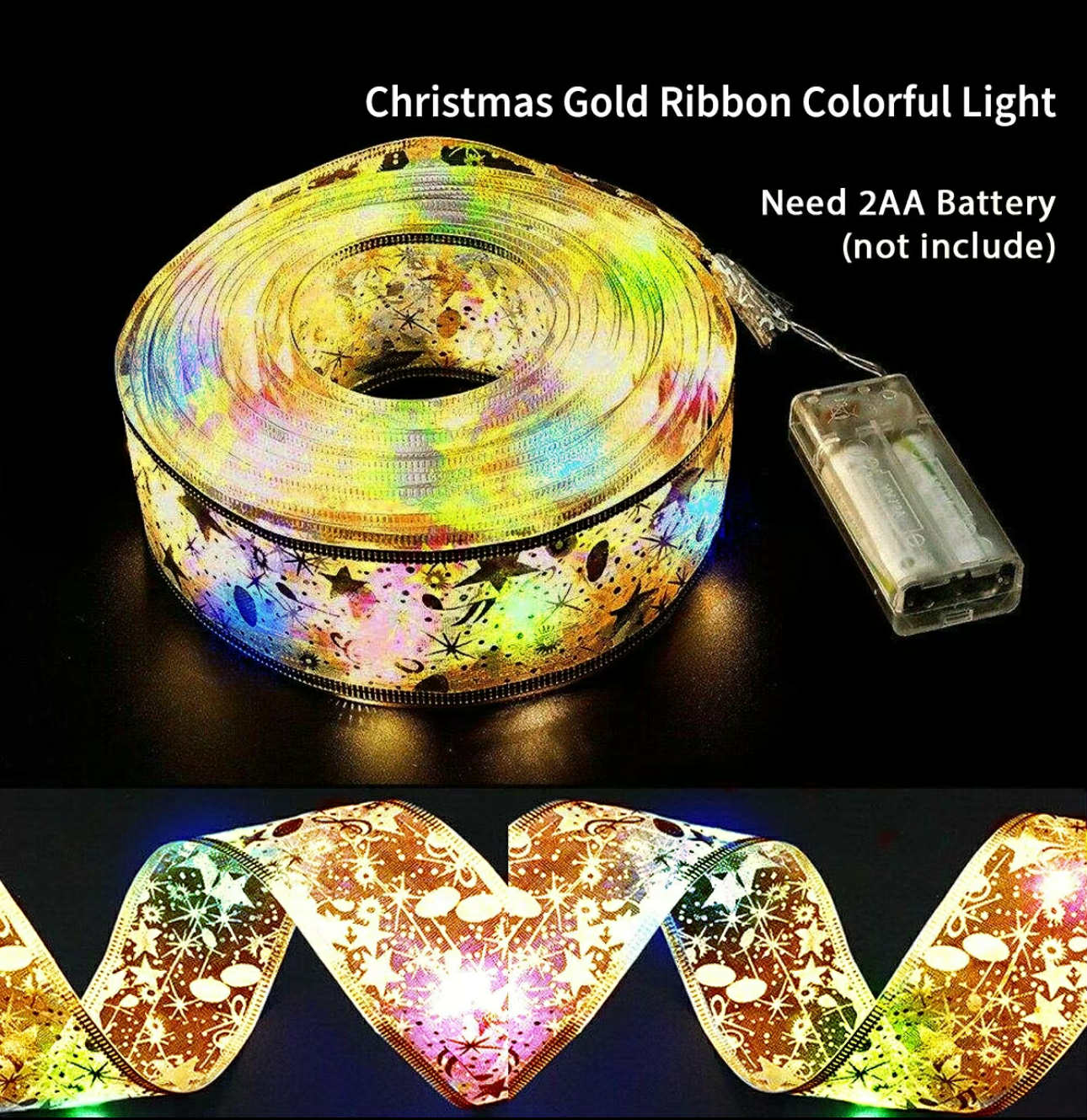 Christmas Ribbon w/ Light for Xmas Tree | Christmas Decorations & Ornaments