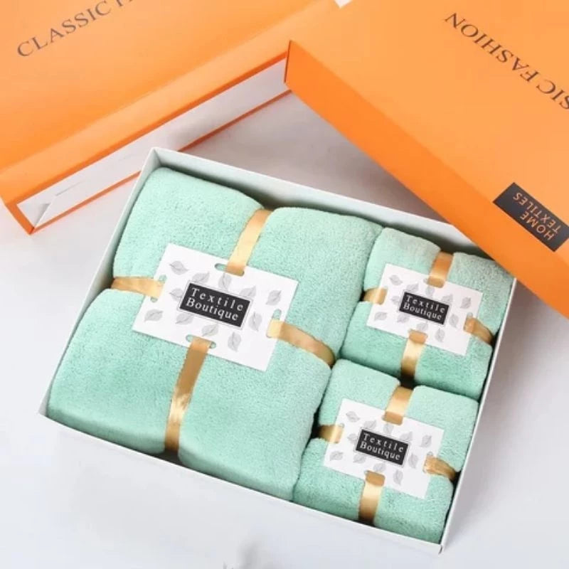 GIFT SET 3-in-1 Bath Towel | Microfiber Absorbent Premium Cotton