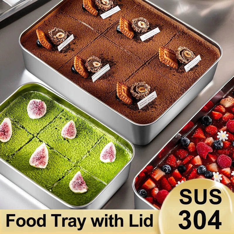 Stainless Steel Food Tray | Container With Cover Food 4pcs / Set
