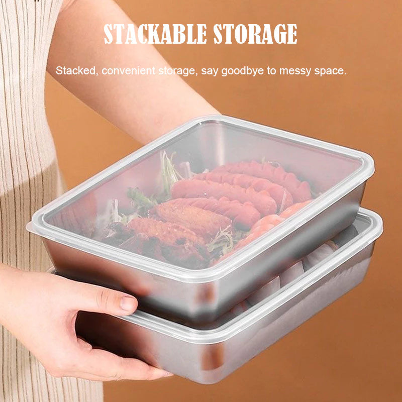 Stainless Steel Food Tray | Container With Cover Food 4pcs / Set