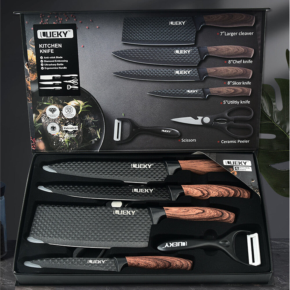 Japanese Stainless Knife Set | Steel Cleaver Chef Knives 6pcs/Set