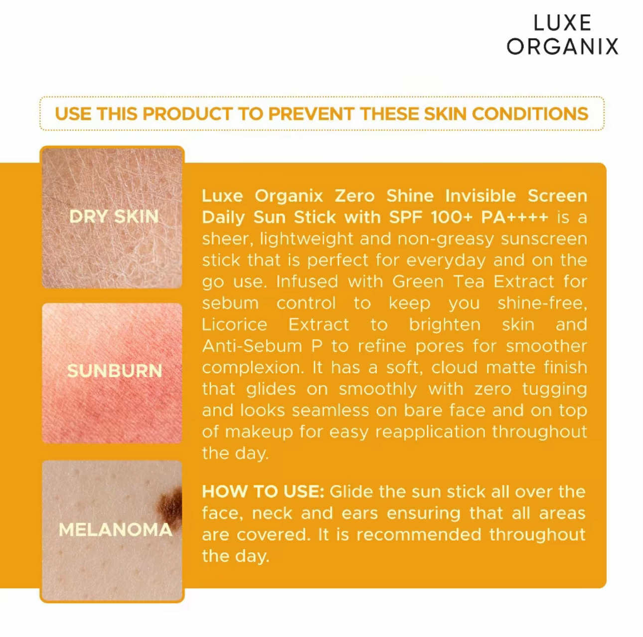 ZERO SHINE Invisible Sunscreen Daily Sun Stick w/ SPF 100 PA++++ by Luxe Organix