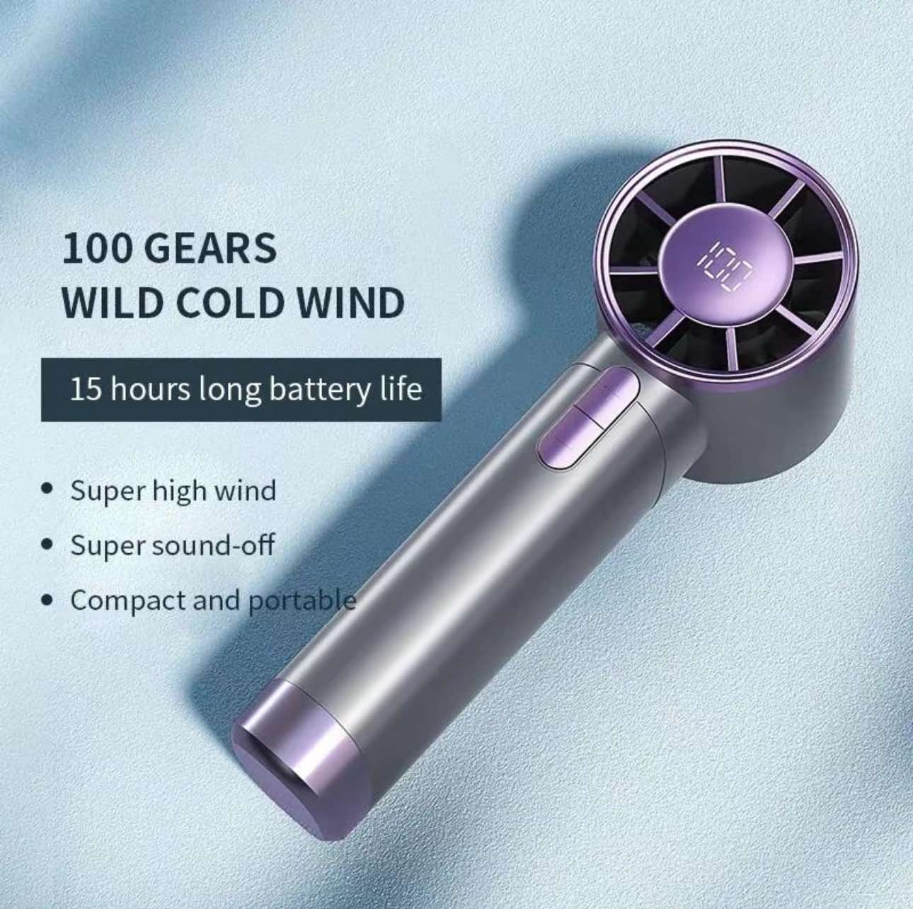 Bladeless Handheld Small Portable High Speed Rechargeable Turbo Fan w/ 8000MAH