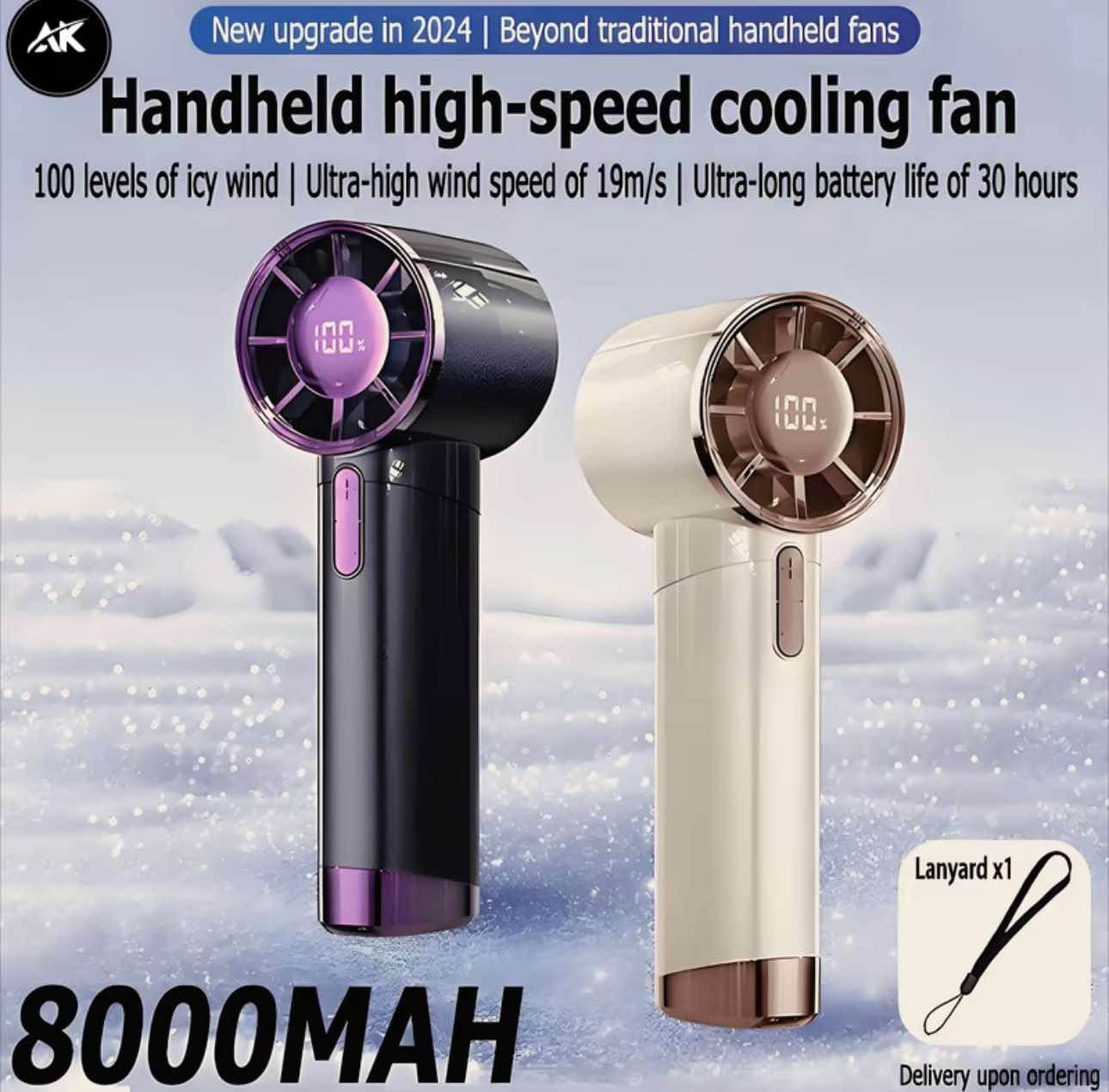 Bladeless Handheld Small Portable High Speed Rechargeable Turbo Fan w/ 8000MAH
