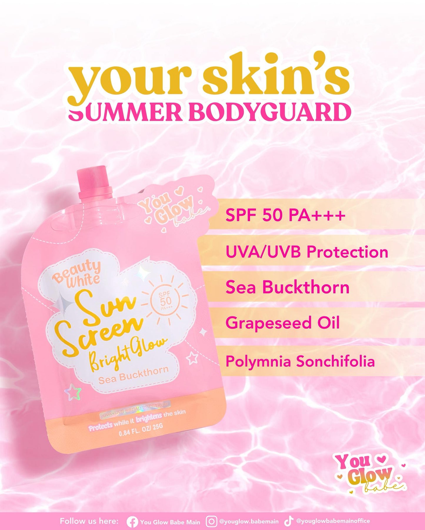 BEAUTY WHITE SUNSCREEN Bright Glow by You Glow Babe
