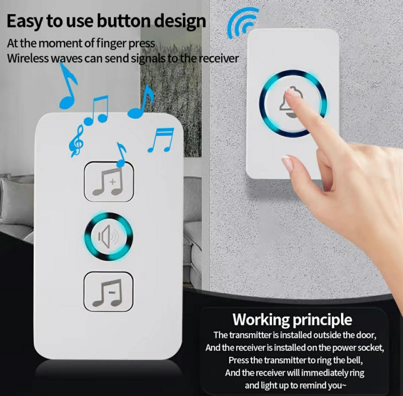 Wireless Waterproof Smart Doorbell | Hole Free installation Doorbell