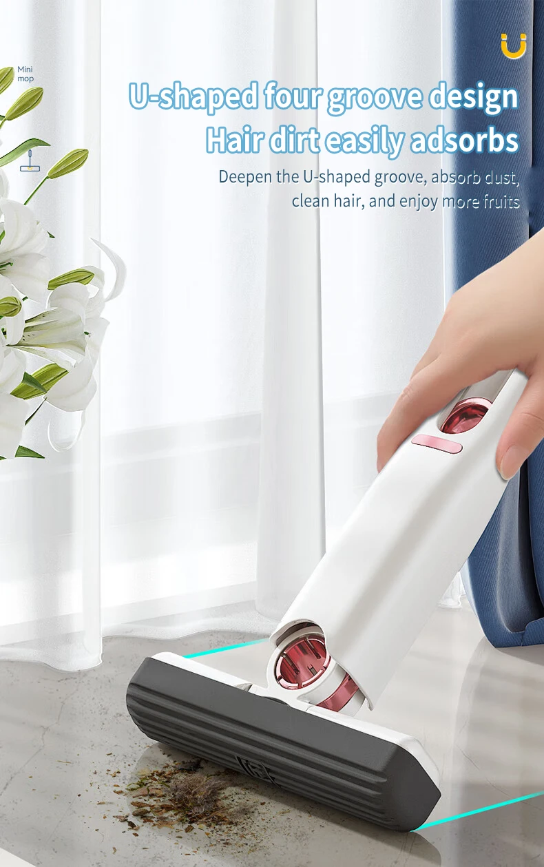 Mini Handheld Mop Powerful Squeeze Folding | Self-Squeezing