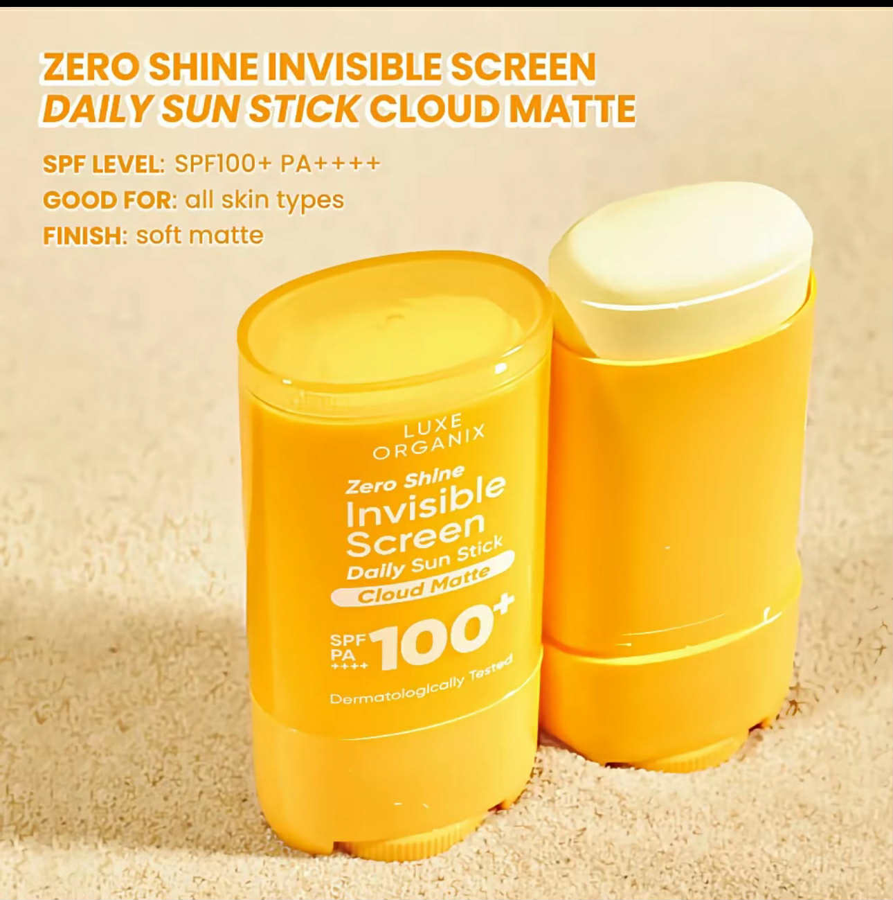 ZERO SHINE Invisible Sunscreen Daily Sun Stick w/ SPF 100 PA++++ by Luxe Organix