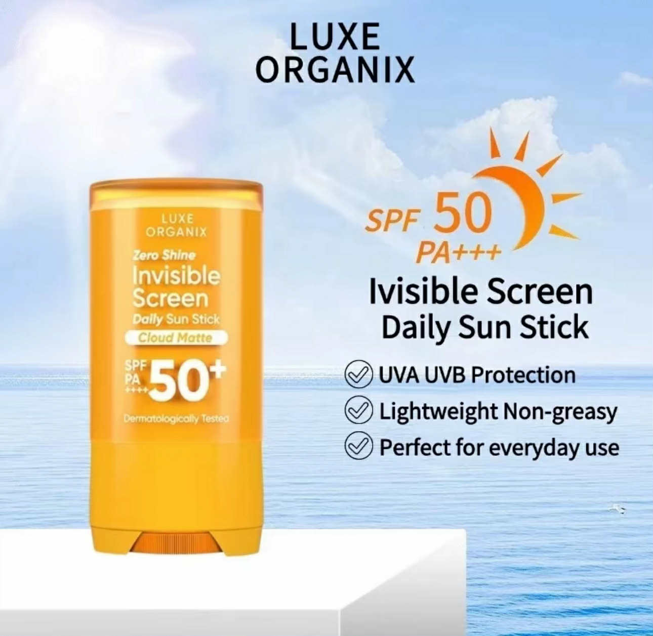 ZERO SHINE Invisible Sunscreen Daily Sun Stick w/ SPF 100 PA++++ by Luxe Organix