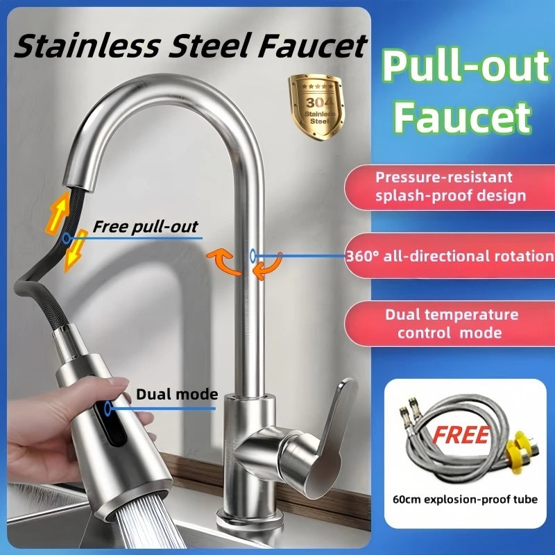 Modern Steel Single Handle 360 Degree Rotating Kitchen Sink Tap Desk M ...