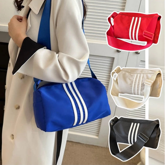 Sports Duffle Sling Bag 8MNY-605 | Solid Color Striped Design Unisex Gym Bag
