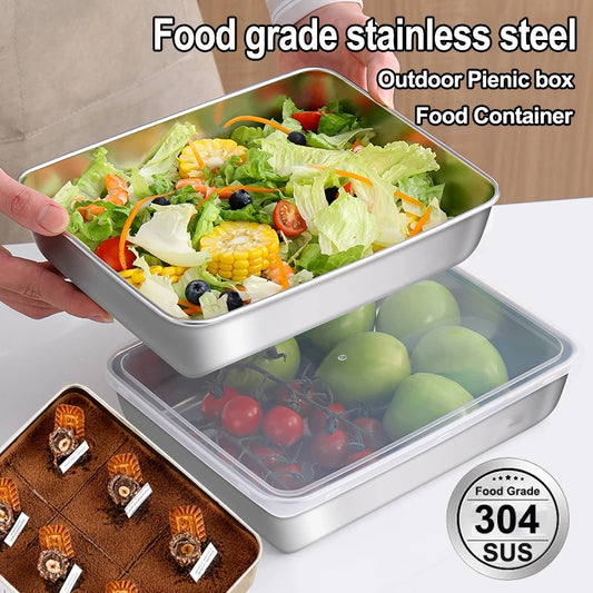 Stainless Steel Food Tray | Container With Cover Food   4pcs / Set