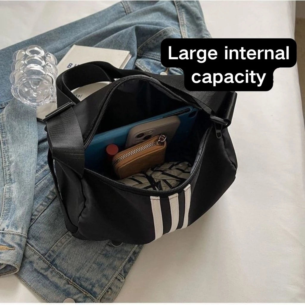 Sports Duffle Sling Bag 8MNY-605 | Solid Color Striped Design Unisex Gym Bag