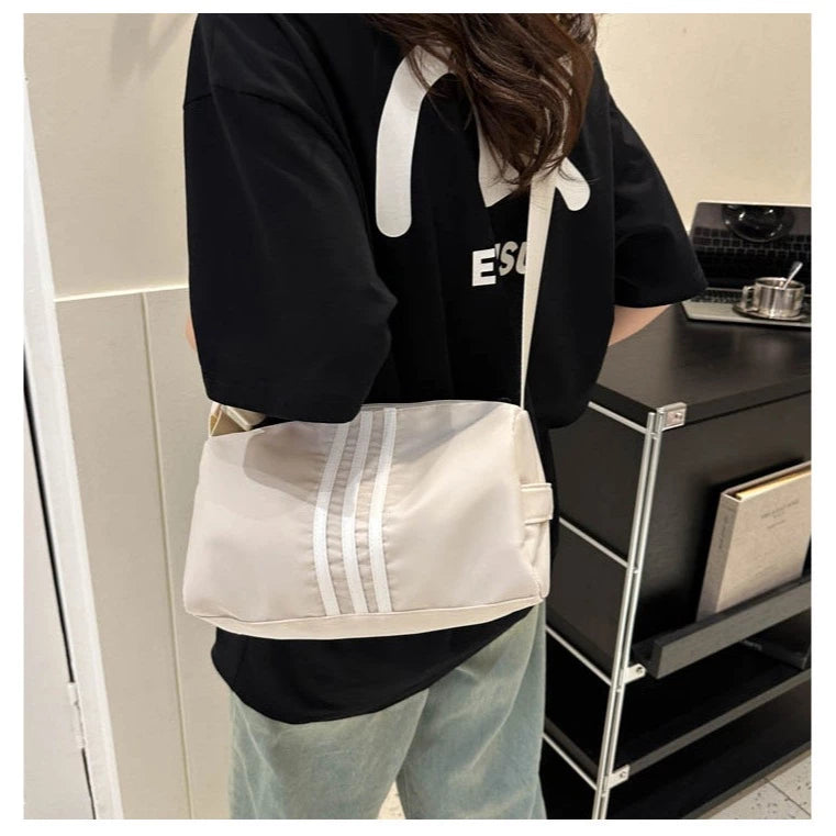 Sports Duffle Sling Bag 8MNY-605 | Solid Color Striped Design Unisex Gym Bag