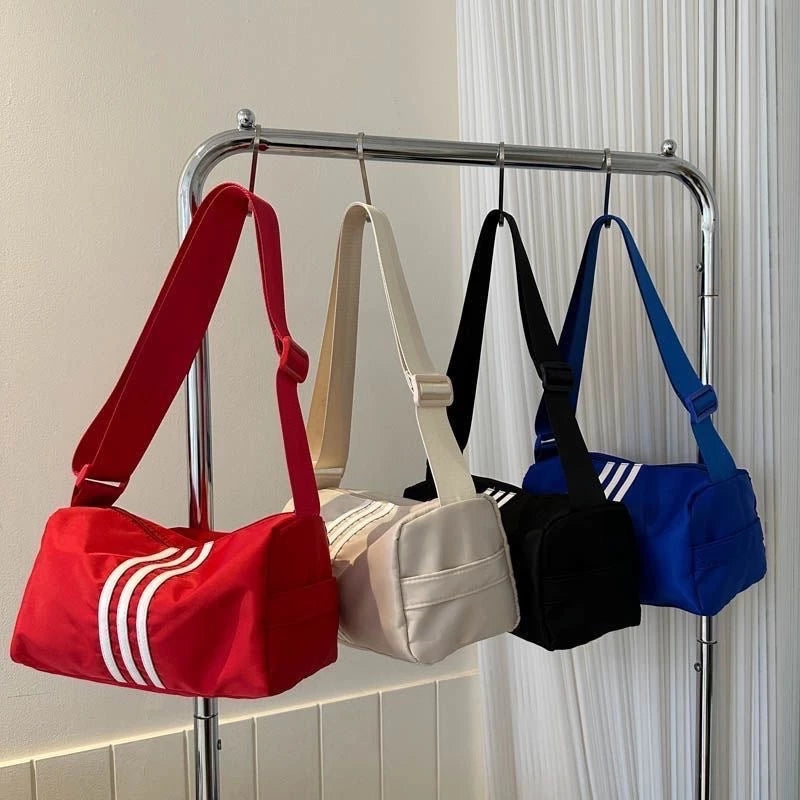 Sports Duffle Sling Bag 8MNY-605 | Solid Color Striped Design Unisex Gym Bag