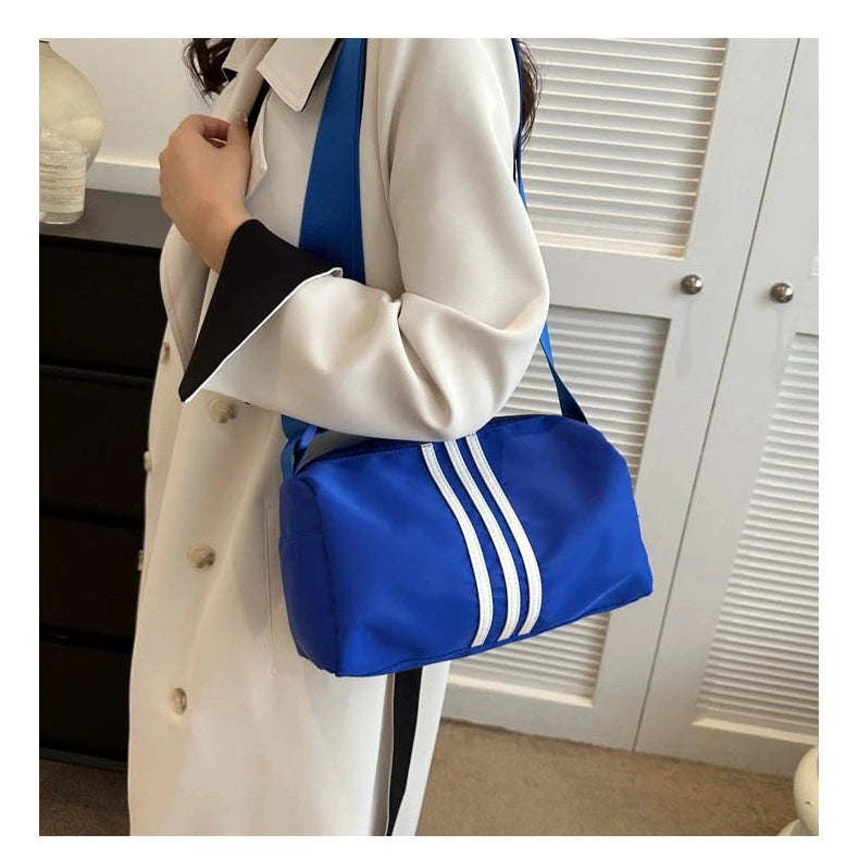 Sports Duffle Sling Bag 8MNY-605 | Solid Color Striped Design Unisex Gym Bag