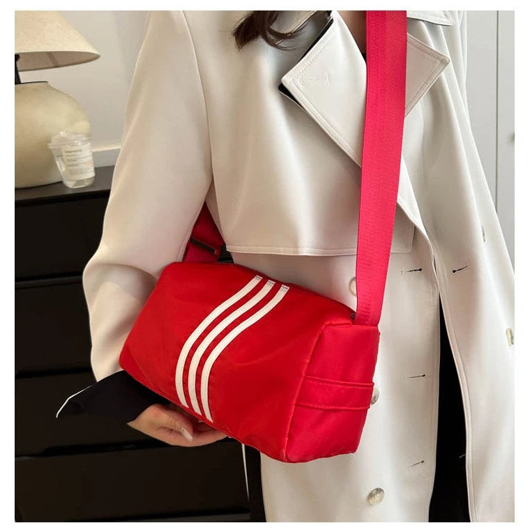 Sports Duffle Sling Bag 8MNY-605 | Solid Color Striped Design Unisex Gym Bag