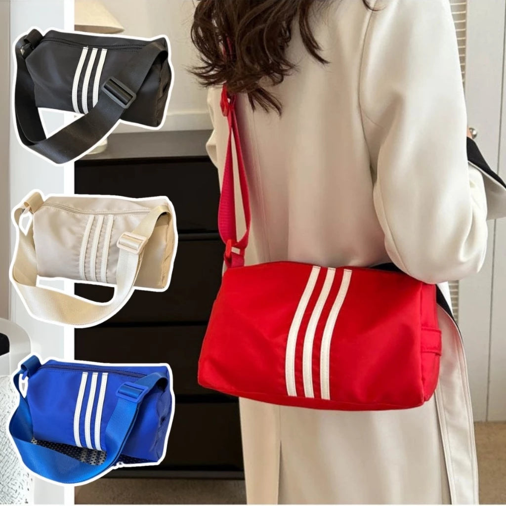 Sports Duffle Sling Bag 8MNY-605 | Solid Color Striped Design Unisex Gym Bag
