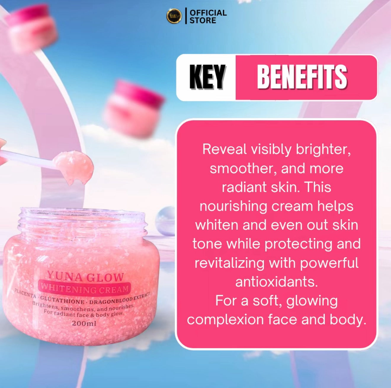 Yuna Glow Whitening Cream by BMRS Essentials 200ml